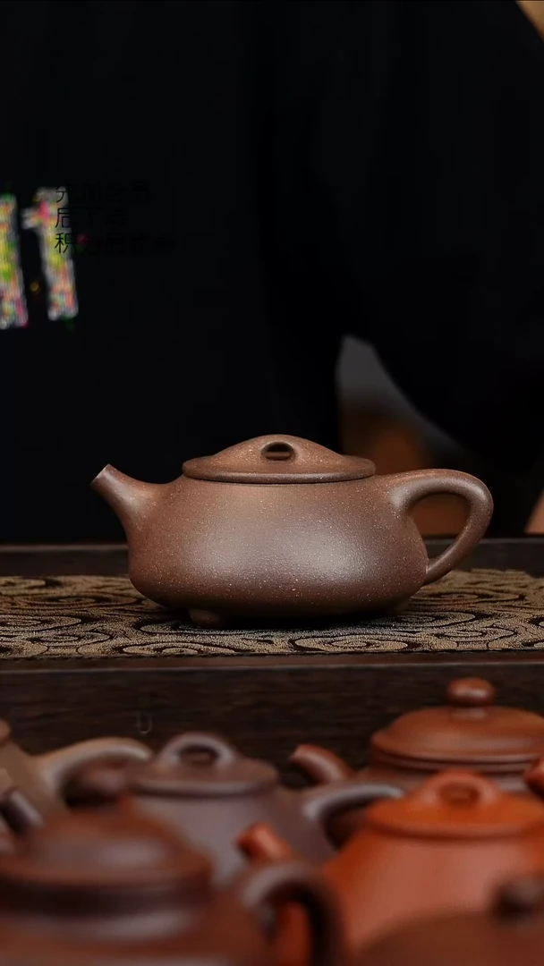 茶壶紫砂微瑕封釉景舟石瓢200cc鲨鱼皮