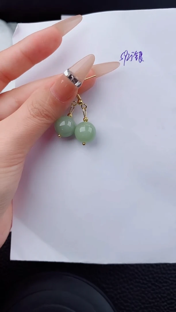 东陵石银S925镶嵌耳饰333碎玉微色差T