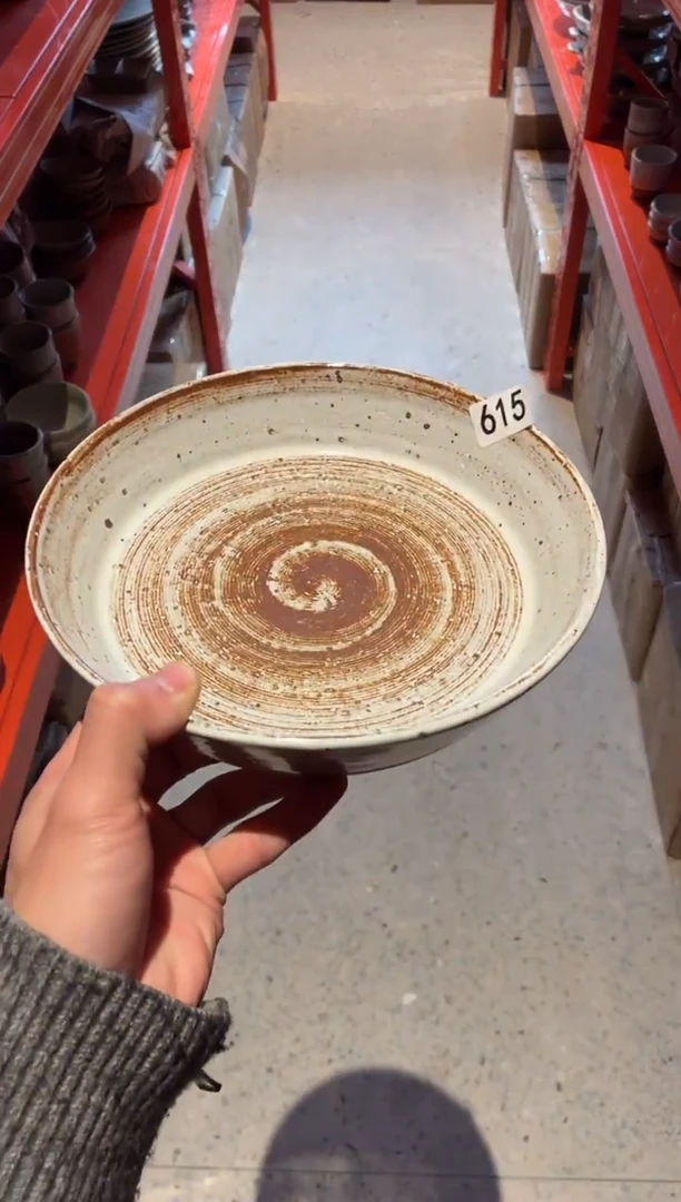 瓷片卿*久615白麻点锅盘1个