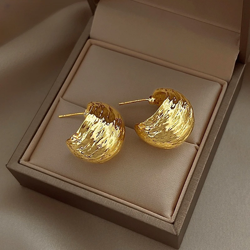 铜合金耳饰 法式金属独特夸张耳钉女金色爆款气质时尚绝美耳环潮