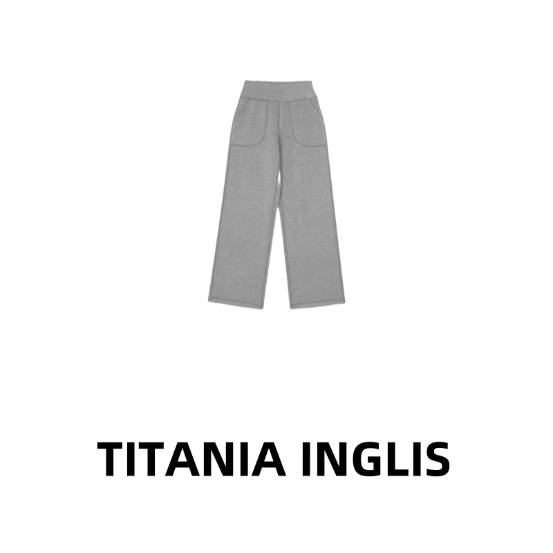 TITANIA INGLIS 直筒休闲裤透气口袋休闲松紧常规绑带长裤5281