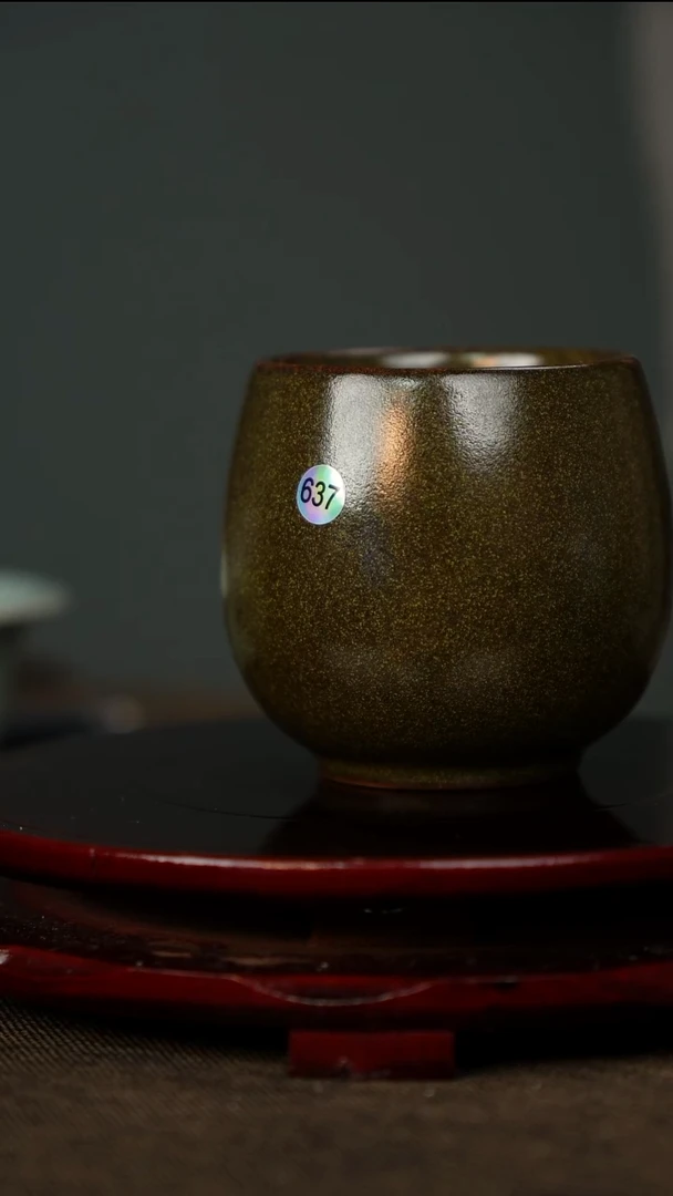 柴烧 龙蛋杯 窑变 无底款637