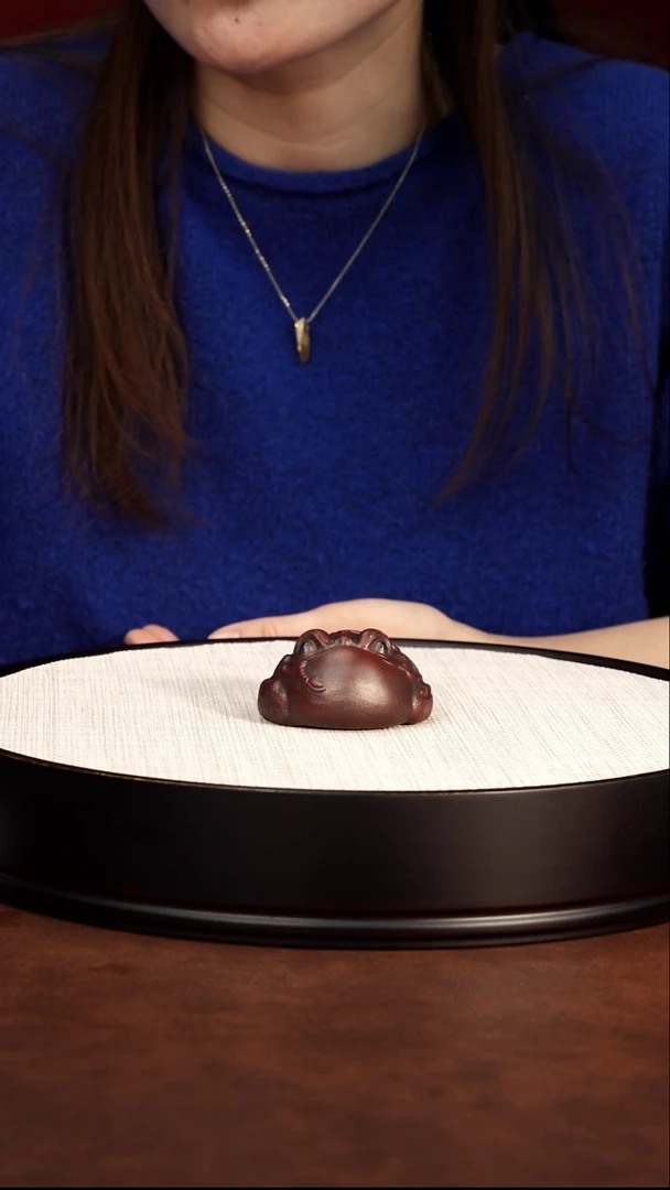 紫砂茶案全手工茶宠 紫泥蟾儿