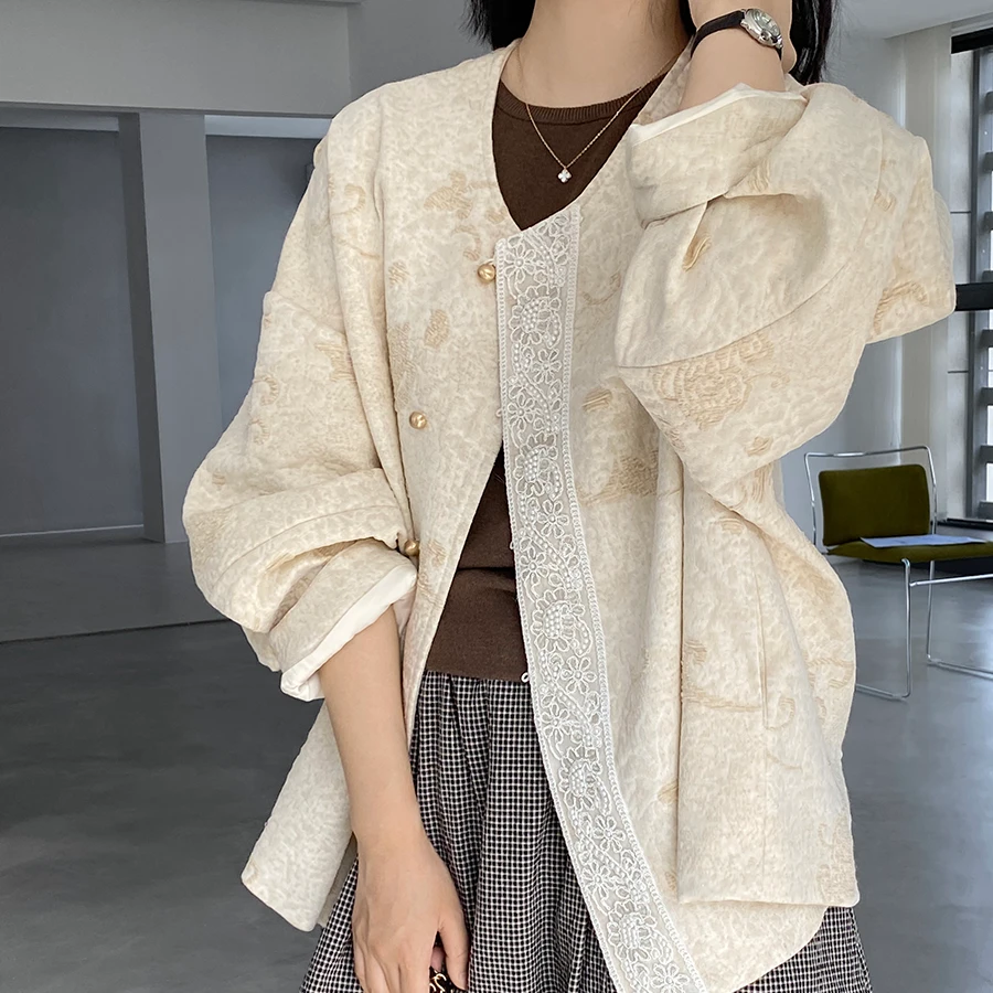 2025山茶花国风重工提花新中式外套女秋新款高级感禅意上衣