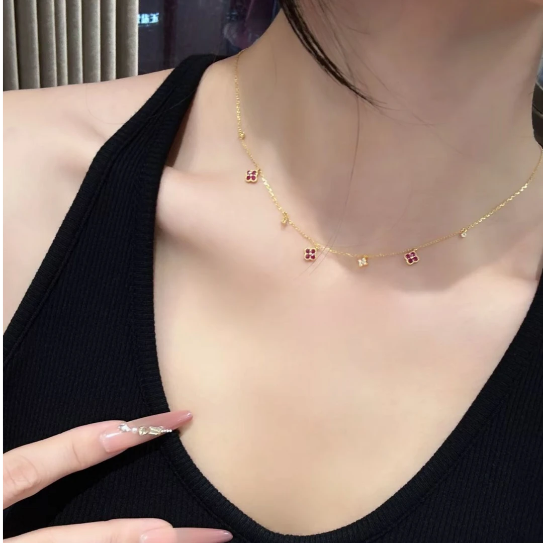 【DORSEN】红石幸运四叶花项链 ZSXL0675