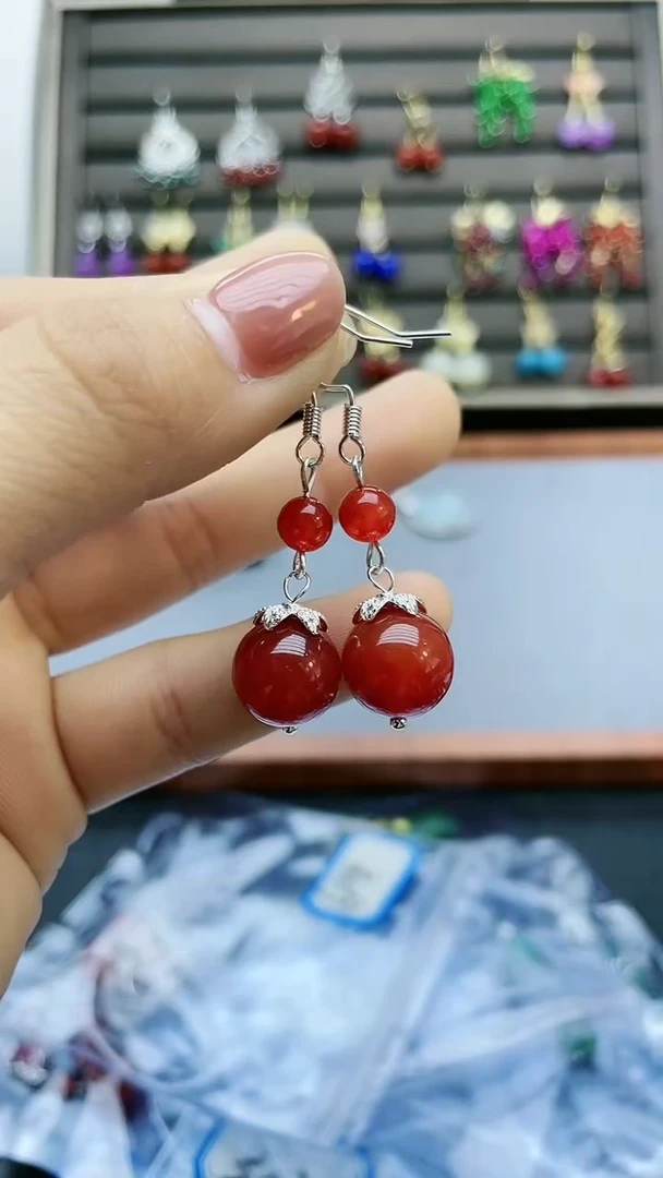 【闪购商品】南红玛瑙耳饰银S925镶嵌309000