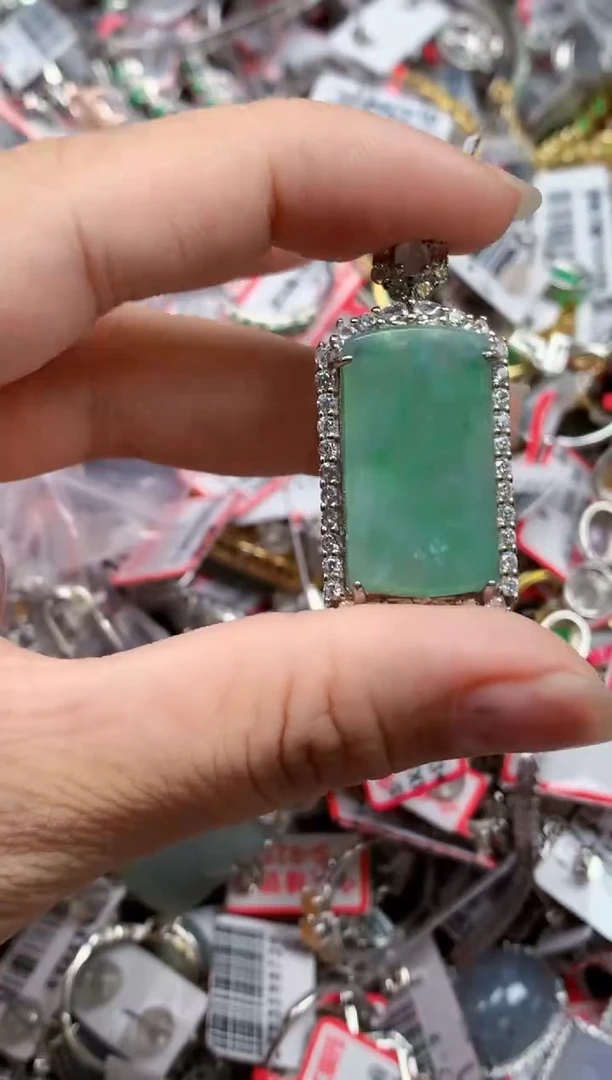 银S925镶嵌戒指翡翠天然A货缅甸翡翠