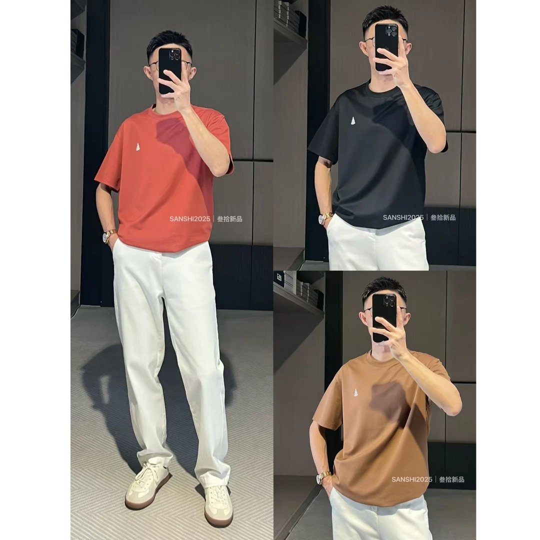 【嵿奢狠货】25夏 极简液氨双丝光工艺亲肤时尚圆领短袖T恤男士