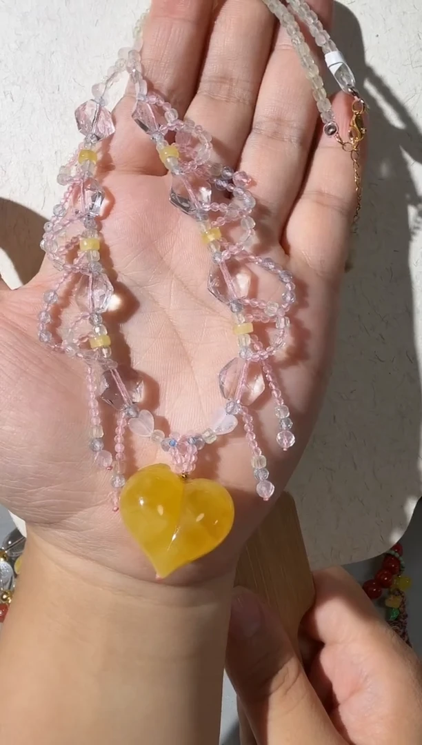 蜜蜡项链未镶嵌蜜蜡爱心项链