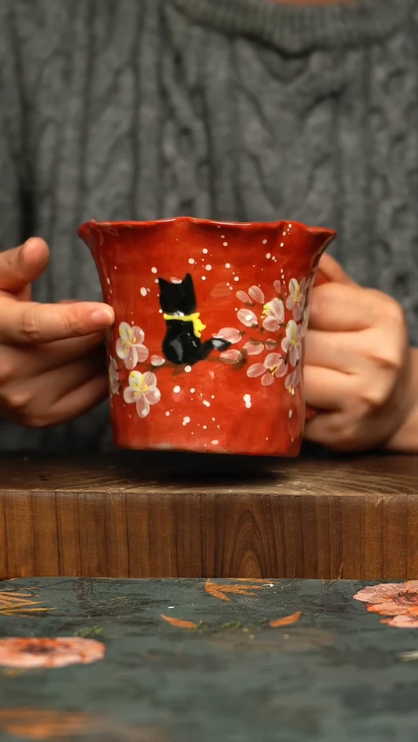 杯釉下彩手工手绘同款陶器