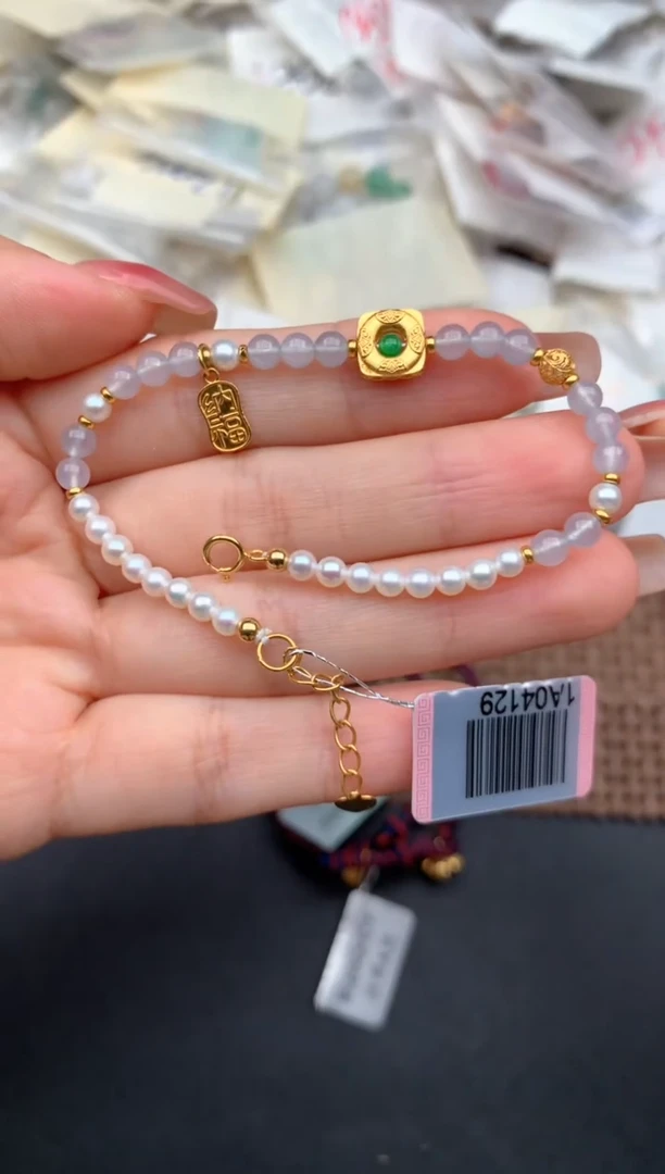 18K金镶嵌手链淡水珍珠1