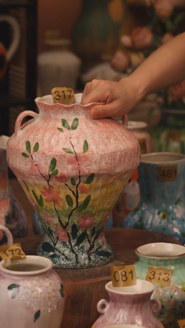 陶瓷317景德镇设计师手作花器摆件侘寂风