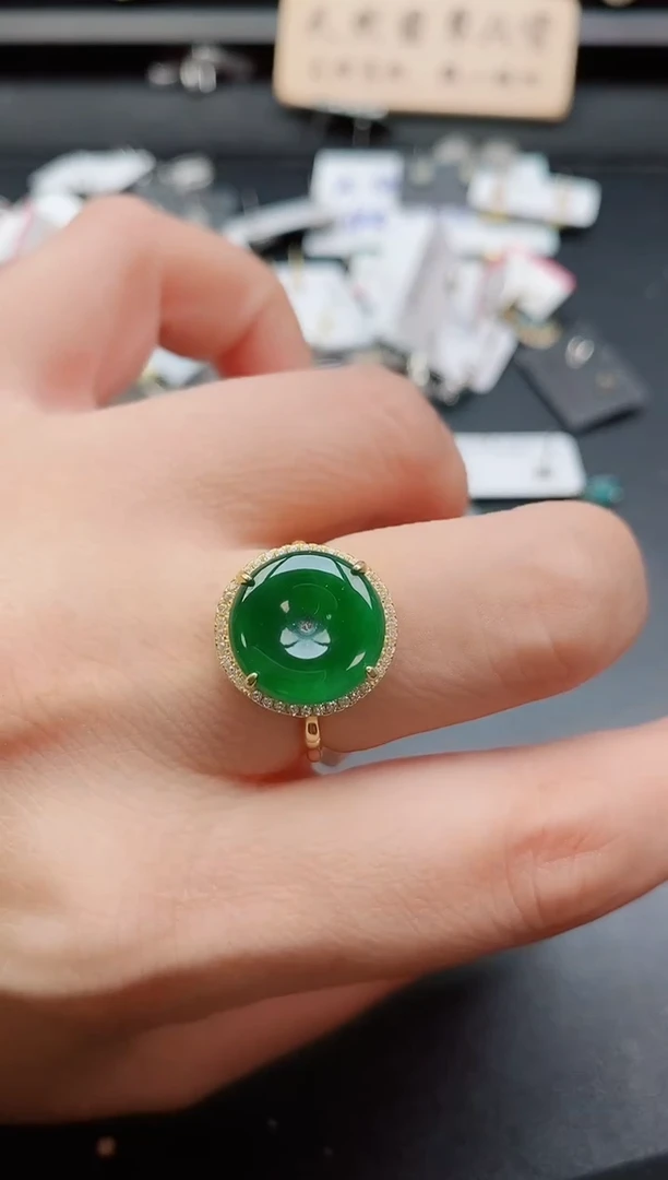 银S925镶嵌戒指翡翠1