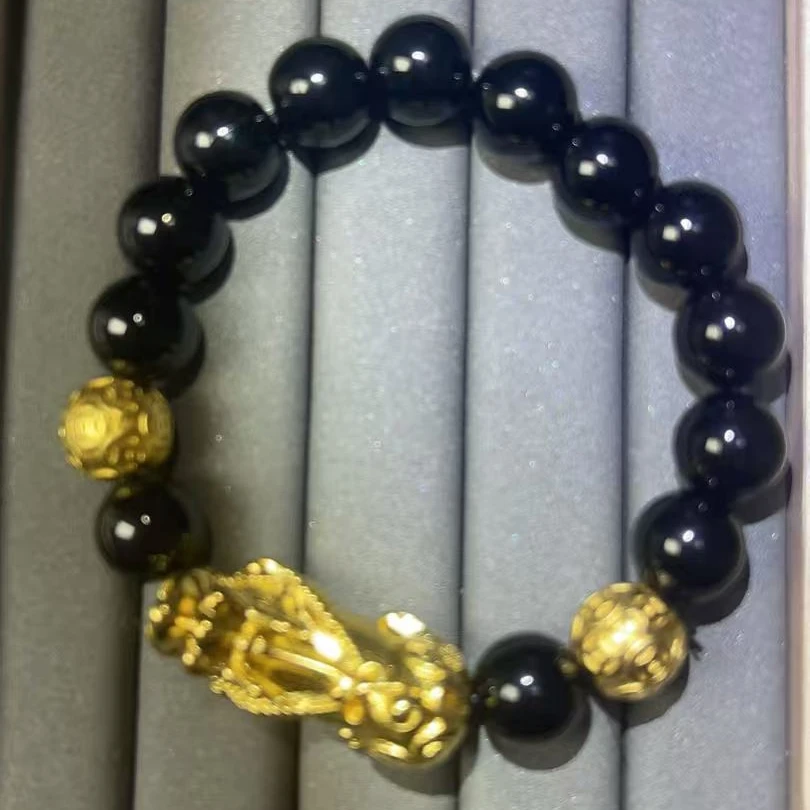 宝阁甄选黑黄貔貅单圈手串272