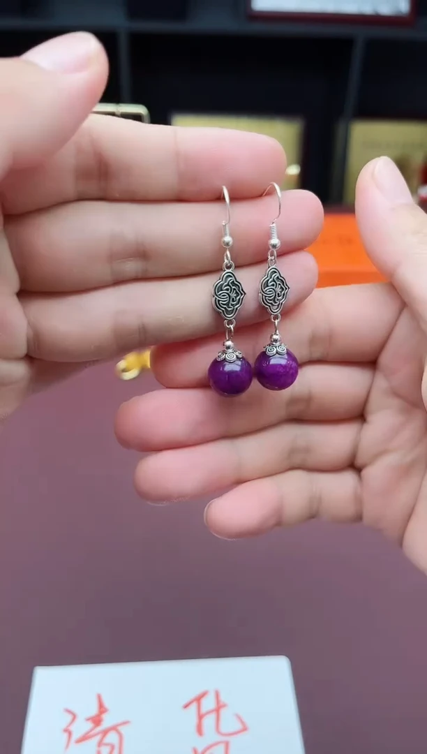 玛瑙/玉髓耳饰银S925镶嵌202000