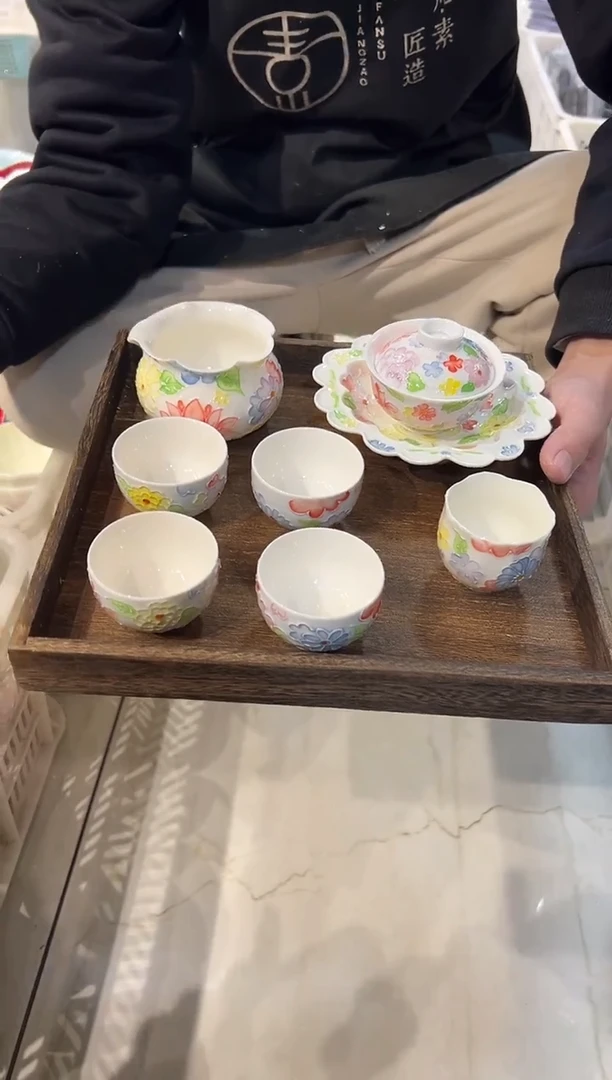 瓷片瓷茶具样品 -孤品 带托盘