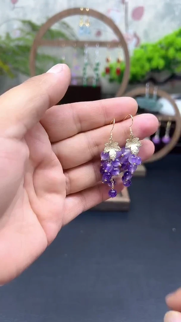 银S925镶嵌耳饰紫晶026