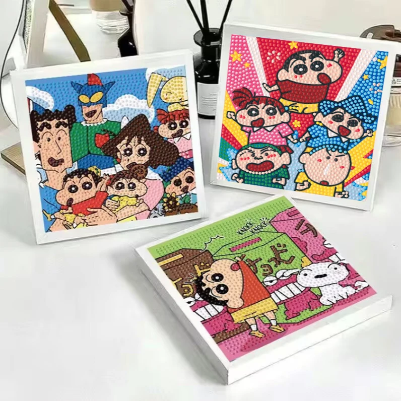 蜡笔小新diy钻石制作手工粘贴生日礼物儿童卡通贴画益智钻石贴画