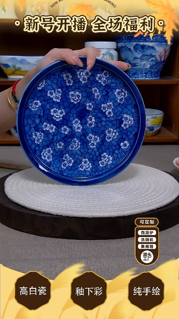 盘【陶源造】景德镇手绘釉下彩陶瓷餐具