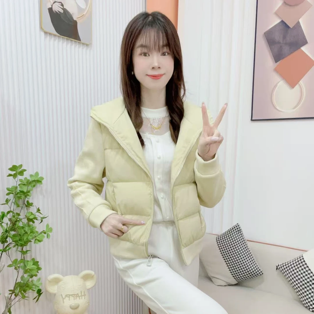 炬雅【冬日甜心】排骨款双开拉链连帽时尚拼接洋气减龄百搭棉服外套