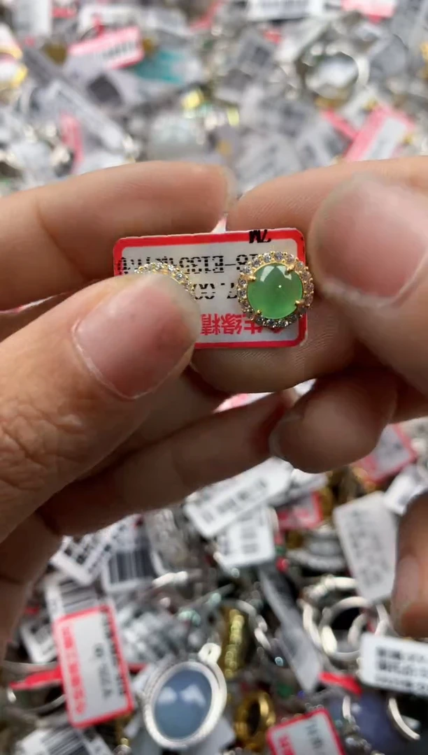 银S925镶嵌戒指翡翠13      2