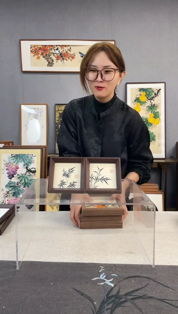 【闪购商品】国画5寸-小摆台作品-两个竹子