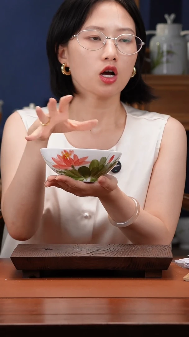 陶瓷景德镇高温釉中彩大福碗直径15.5高6