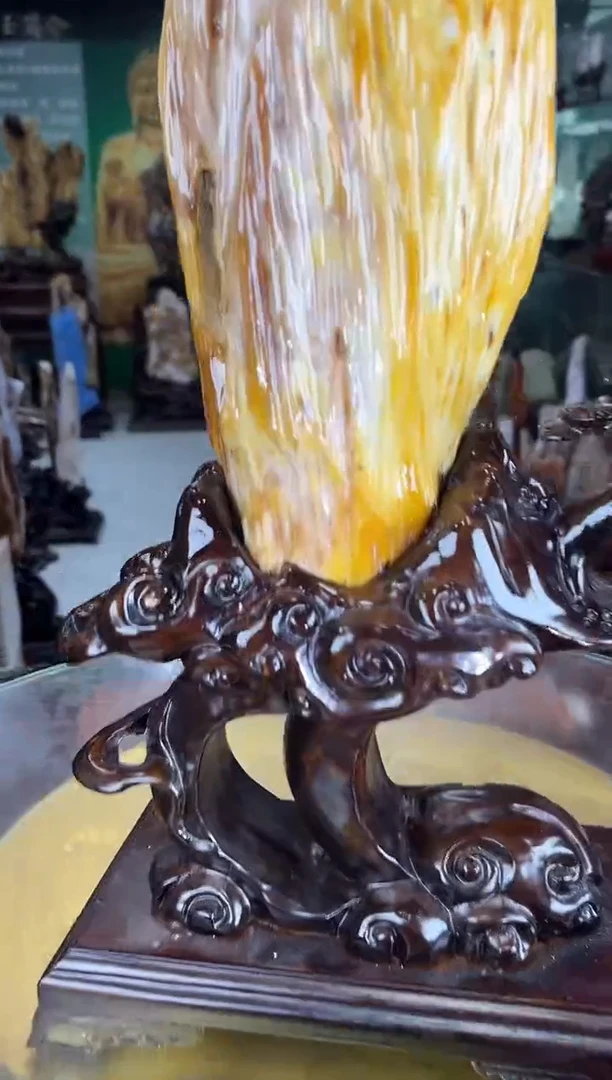 缅甸天然树化玉摆件