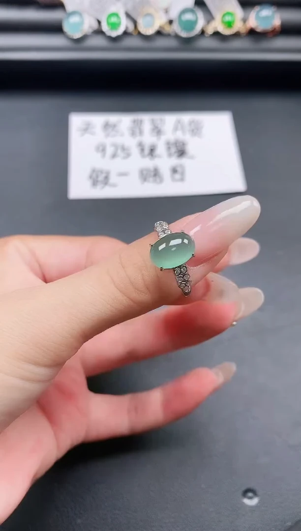 翡翠戒指银S925镶嵌11111