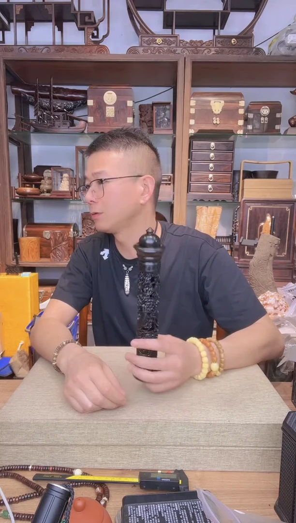 乌木类架子183紫光檀立式龙香柱