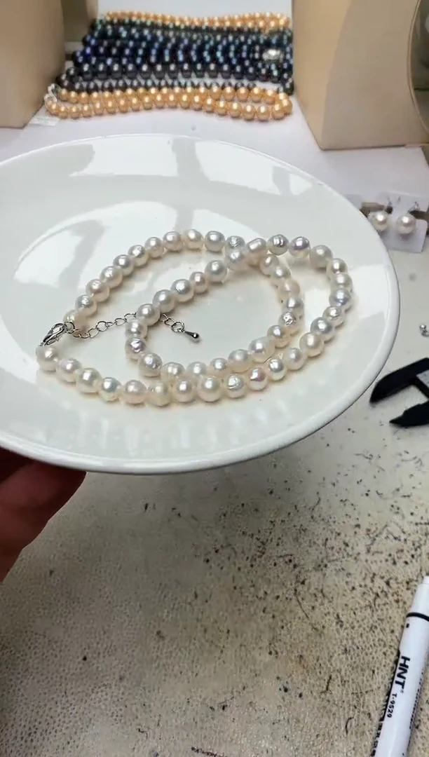 淡水珍珠银S925镶嵌颈饰1