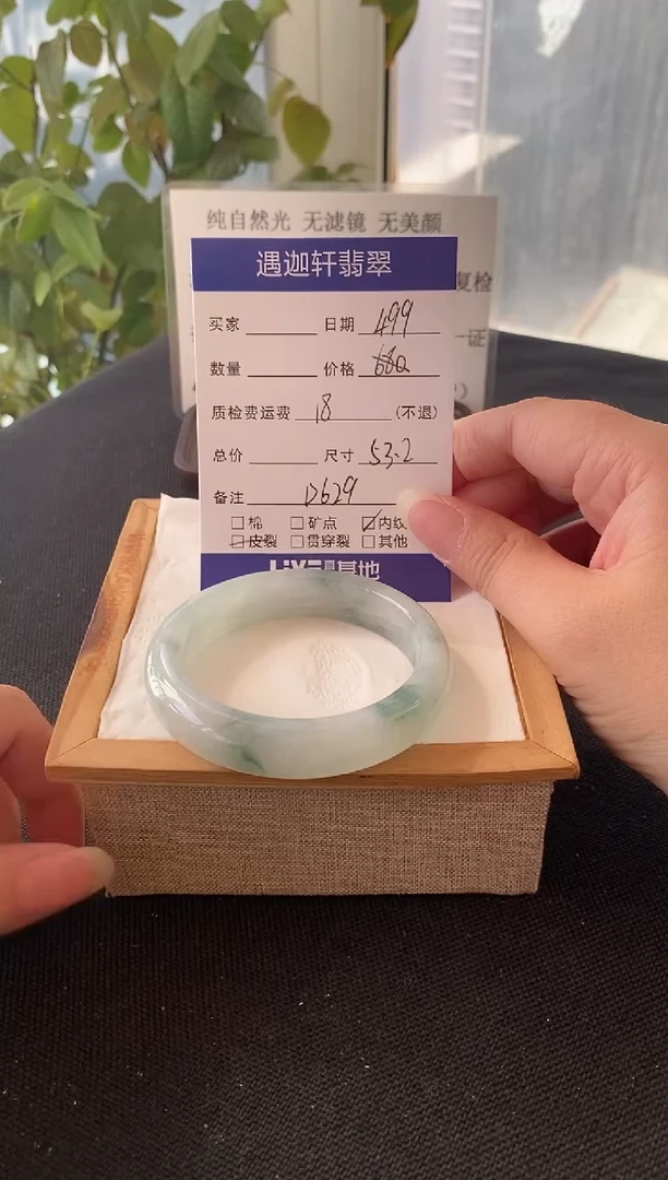 未镶嵌手镯翡翠53.2圈口 D629编码