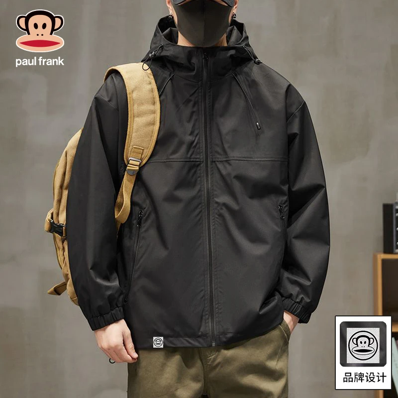 大嘴猴初秋户外登山服男款秋季2025新款潮牌宽松连帽男士夹克外套