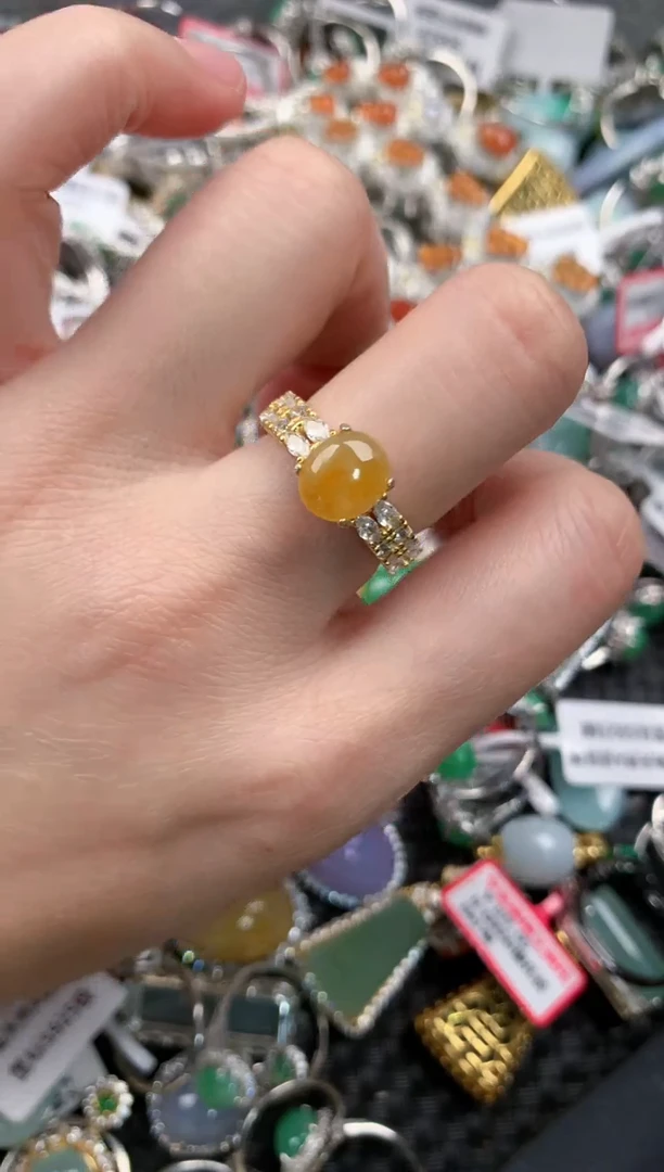 银S925镶嵌戒指翡翠55--10