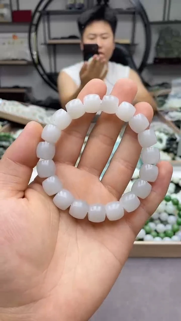 手串未镶嵌和田玉青海三岔河白玉12直切