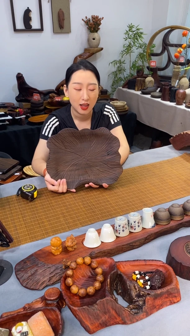 07号 黑檀荷叶果盘31-25-3