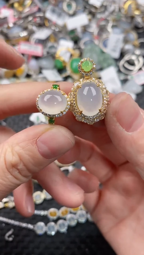 银S925镶嵌戒指翡翠999    8