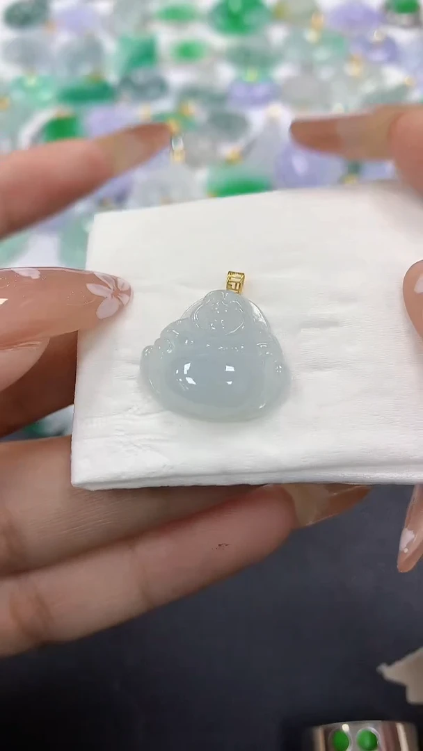 颈饰18K金镶嵌翡翠a货假一赔三支持复检百元上9元证书费自理