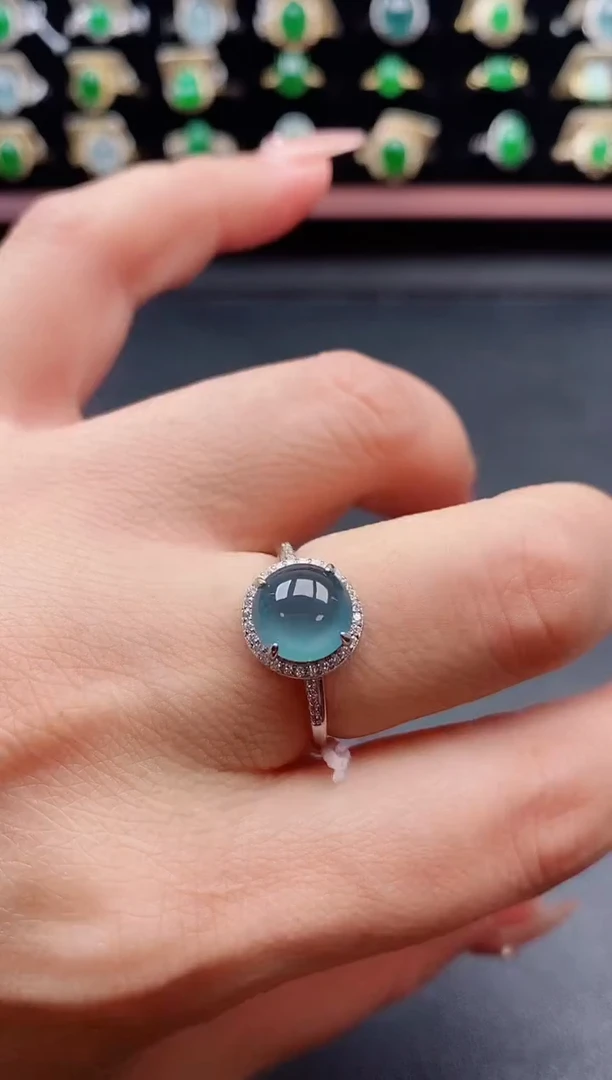 银S925镶嵌戒指翡翠1