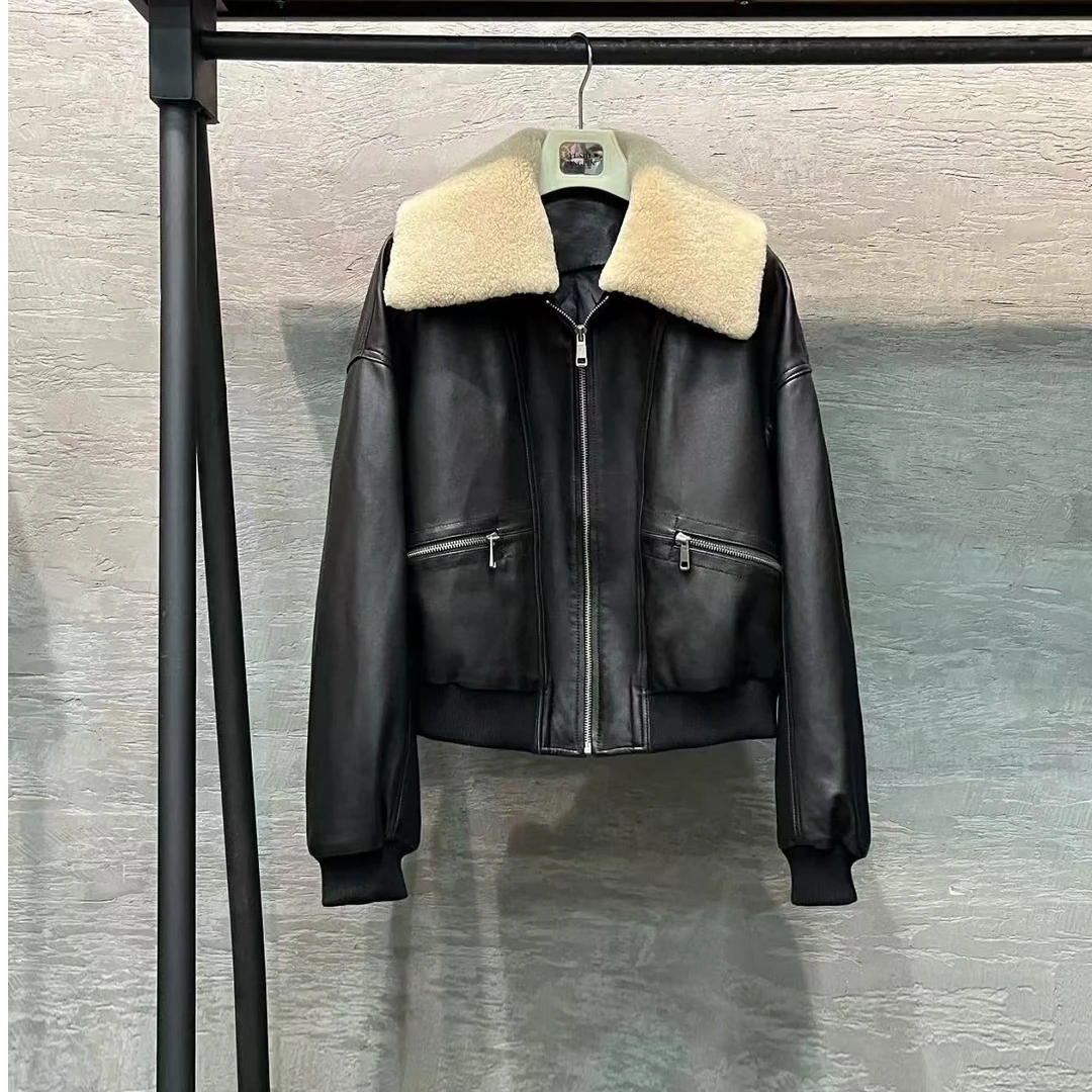 欧货爆款短款机车皮衣加棉保暖外套