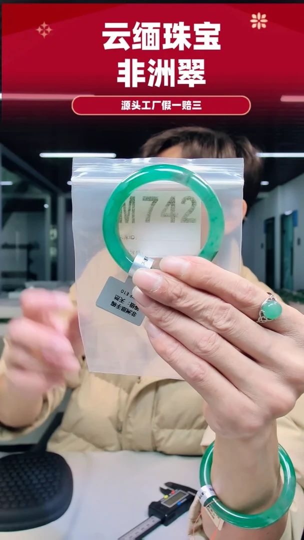 未镶嵌手镯石英质玉（非洲翠）52圈口M742