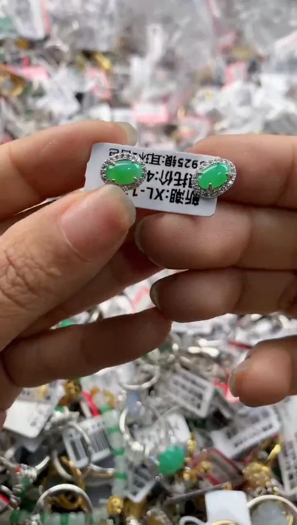 银S925镶嵌戒指翡翠666---9