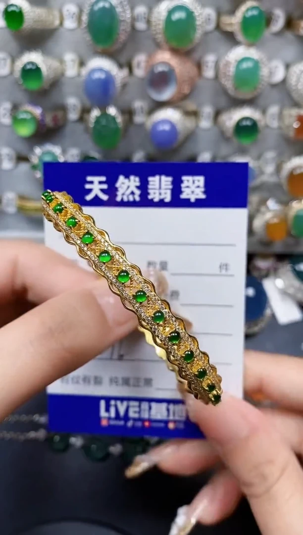 翡翠手镯银S925镶嵌216