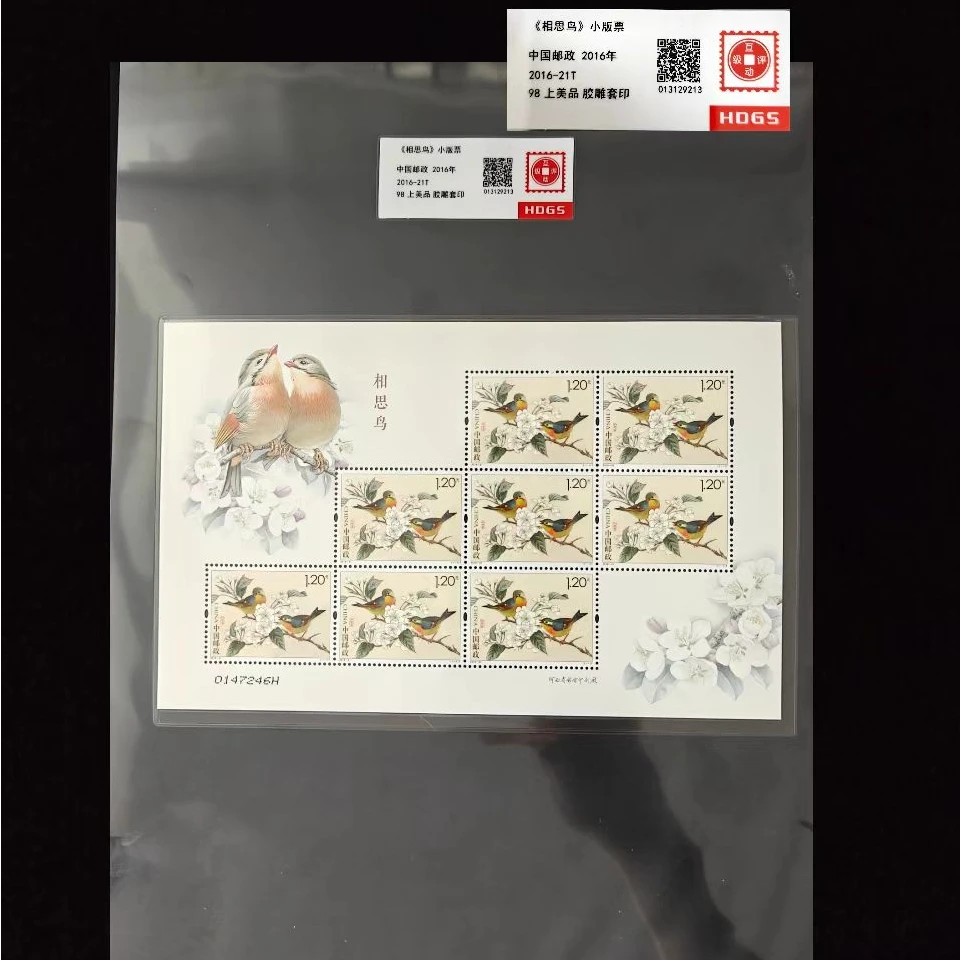 2016年相思鸟小版票 封装评级上美品98分