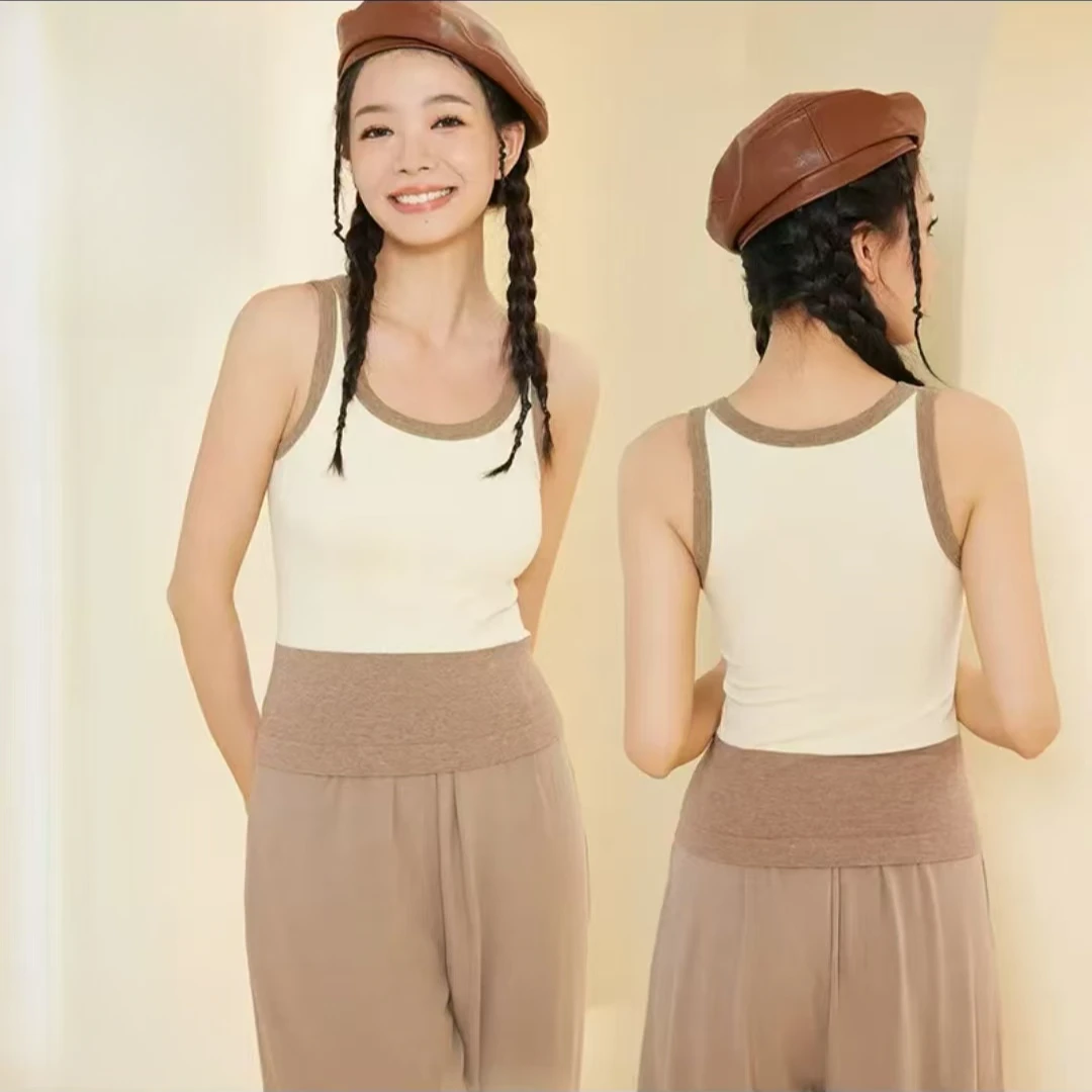 彩纱固定杯时尚撞色外穿打底背心