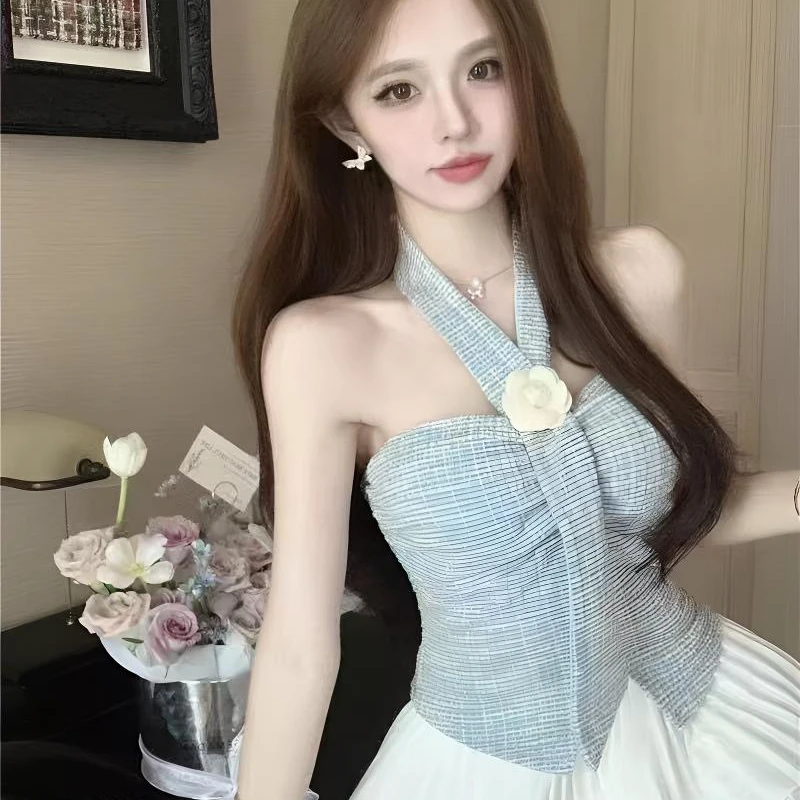 短款辣妹纯欲风气质吊带裹胸