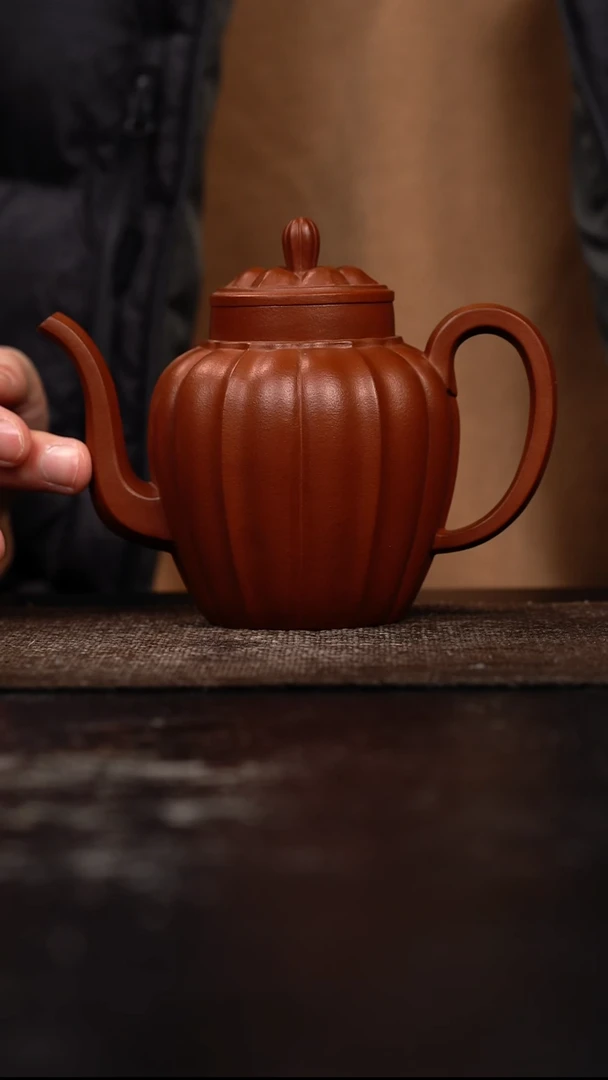 茶壶紫砂原矿手工朱泥筋纹壶260CC
