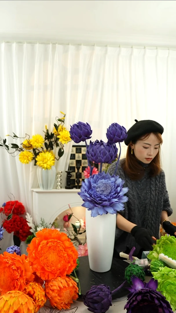 永生洋蓟 霸王花 4个头叶片微瑕【高贵紫】A697