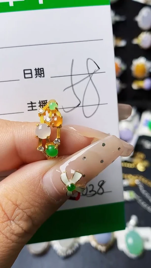 翡翠戒指银S925镶嵌0038