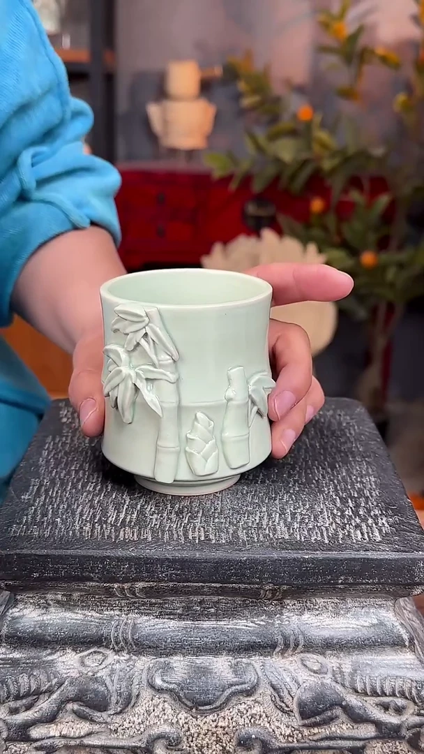 【闪购商品】摆件竹节堆塑杯手工拉坯